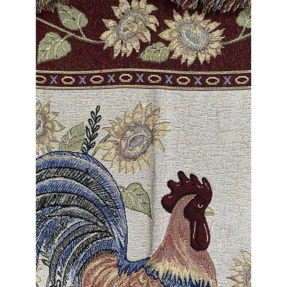Rooster Farm Chicken Farm Life Woven Tapestry Wall Hanging By Deb Strain 58X51" - Picture 3 of 13